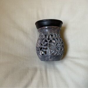 Soapstone Tea Light Candle Diffuser Carved Stone Wax Melts Essential Oil 2pc Set